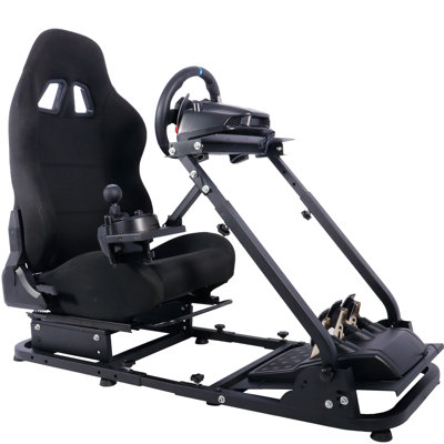Anman Adjustable Height and Foldable PC & Racing Game Chair in Black