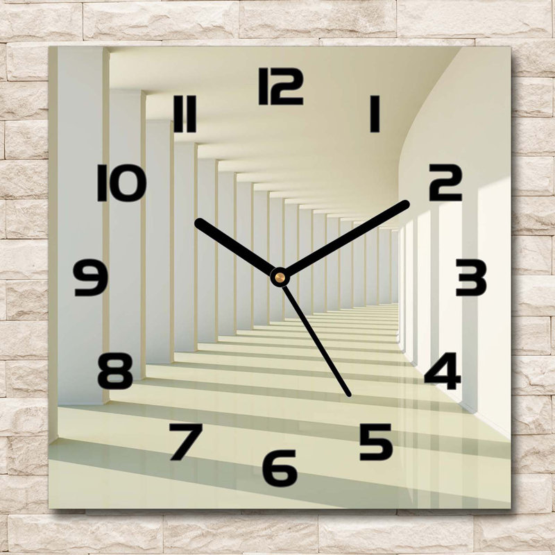 Hertis Glass Wall Clock, Black/Beige