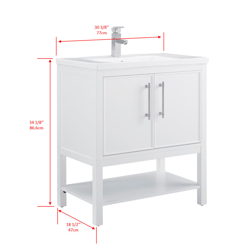 Ensemble de meuble-lavabo simple 30 po Jewell, Blanc / nickel brossé