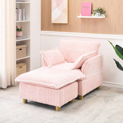 Velours côtelé rose avec coussins confortables - Idéal pour une chambre à coucher confortable, un salon, une chambre confortable et un bureau