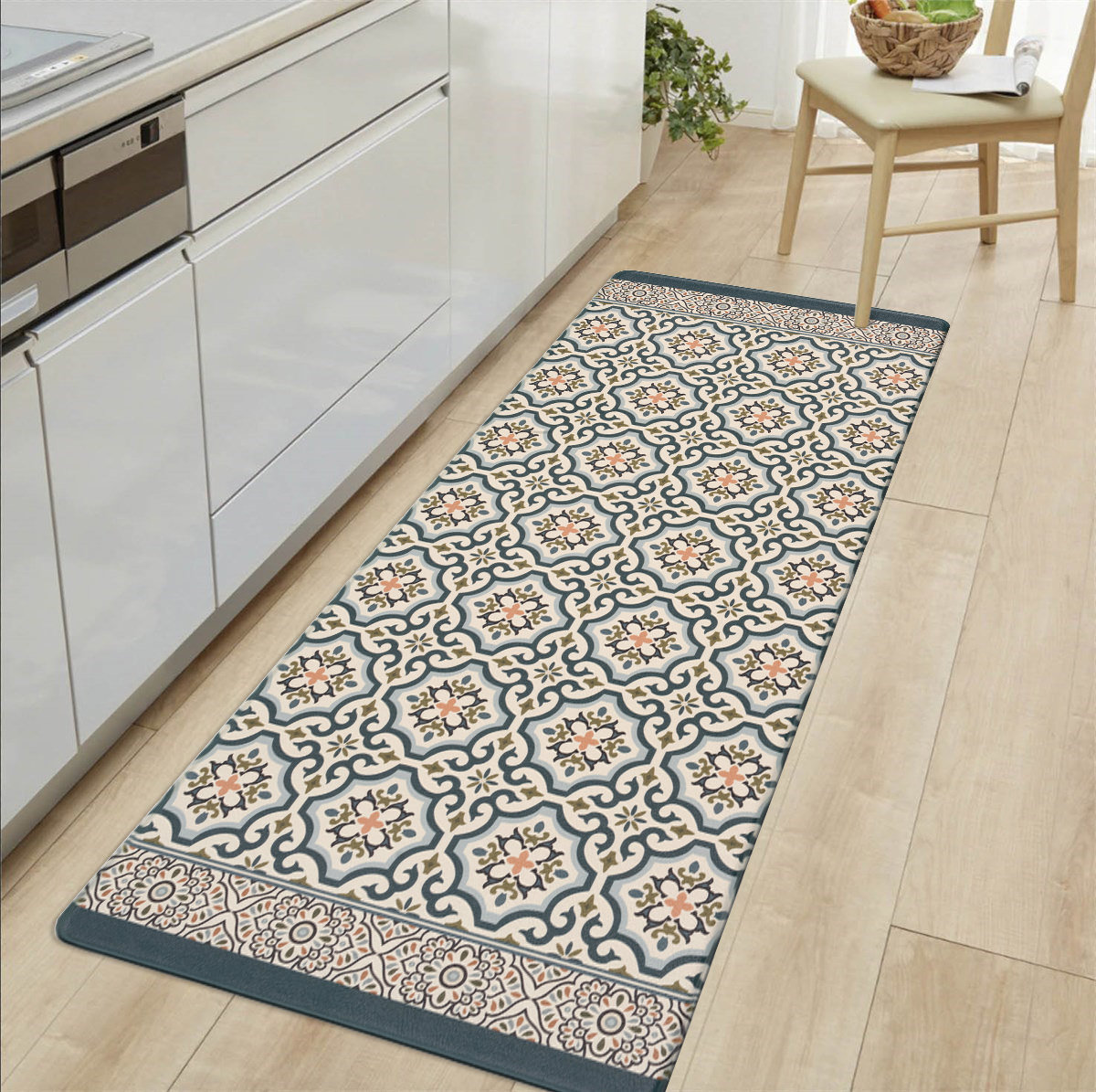 Bungalow Rose Tiles Anti-Fatigue Blue/Cream/Green Mat & Reviews | Wayfair