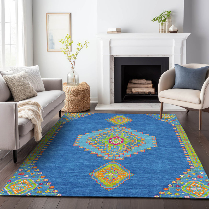 Elira Denim Washable Indoor-Outdoor Rug - , 2'6" x 3'10"
