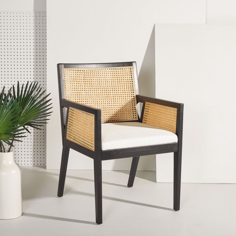 Fauteuil en lin Aurora beige, Noir / naturel