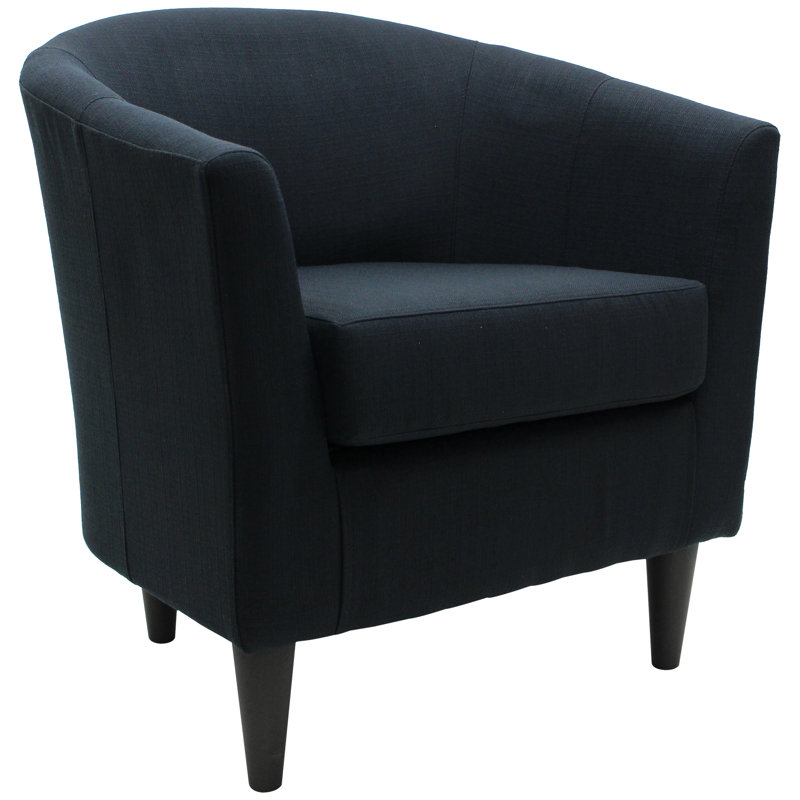 Fauteuil demi-tonneau l 31,5 po Kronos, Tissage de table Klein Klein Midnight, Noir