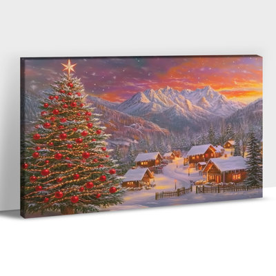 Grand arbre de Noël, art mural sur toile - Cozy Vintage