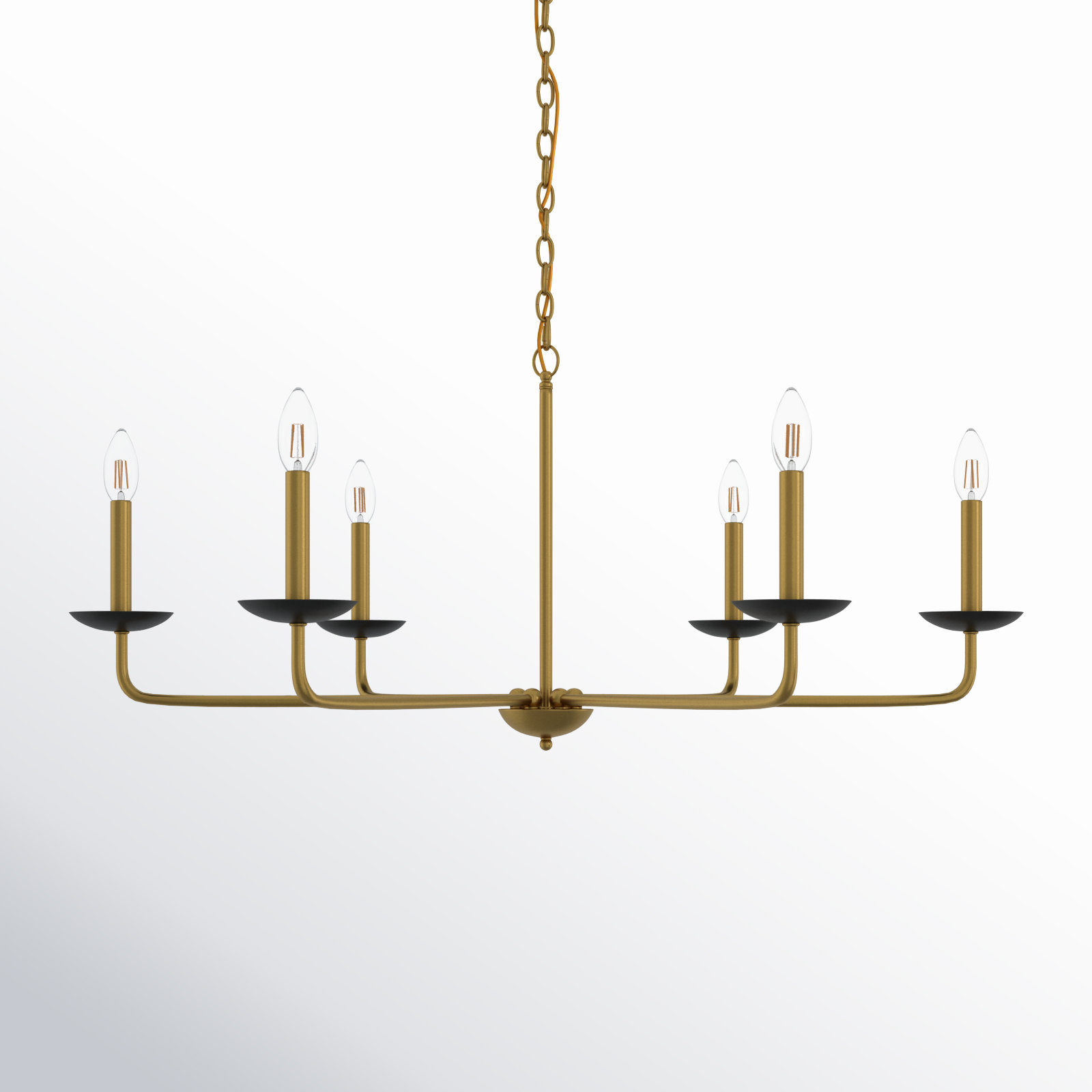 Baltray 6-Light Chandelier, Black/Brass, 18.5" H x 42" W x 42" D