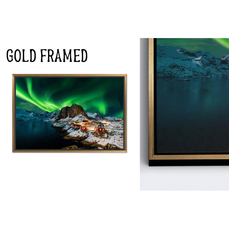 «Lofoten Northern Lights», reproduction de paysage de nuit de la Norvège, ornements encadrés 1P, 63,1 po H x 102,4 po l