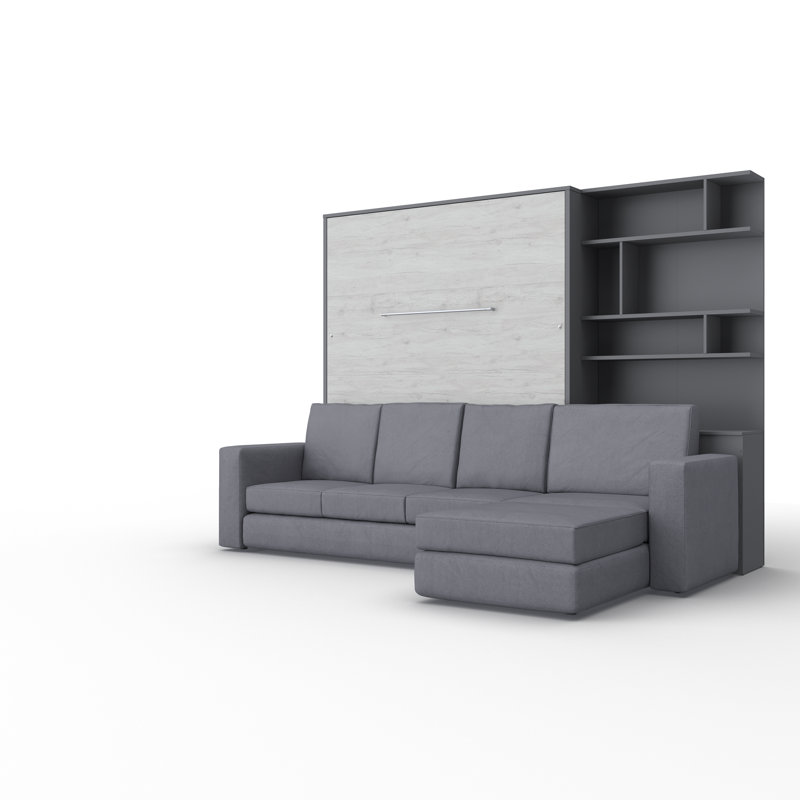 Ayvri Upholstered 160X200 Bed, Grey/Oak
