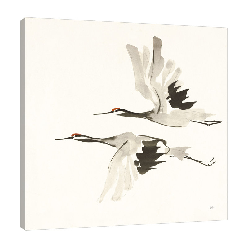 "Zen Cranes I Warm", toile tendue par Chris Paschke, H 48 po x l 48 po x P 1,5 po