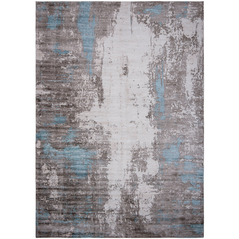 Hand Loomed Abstract Area Rug, Rectangle 6' x 9'