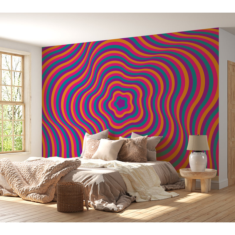 Murale pelez et collez de qualité supérieure - tourbillons psychédéliques, L 60 po x L 40 po