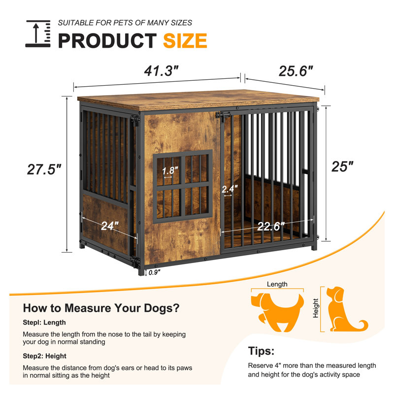 Mobilier de caisse en bois pour chien, grand chenil avec plateau de rangement, cage intérieure pour animal