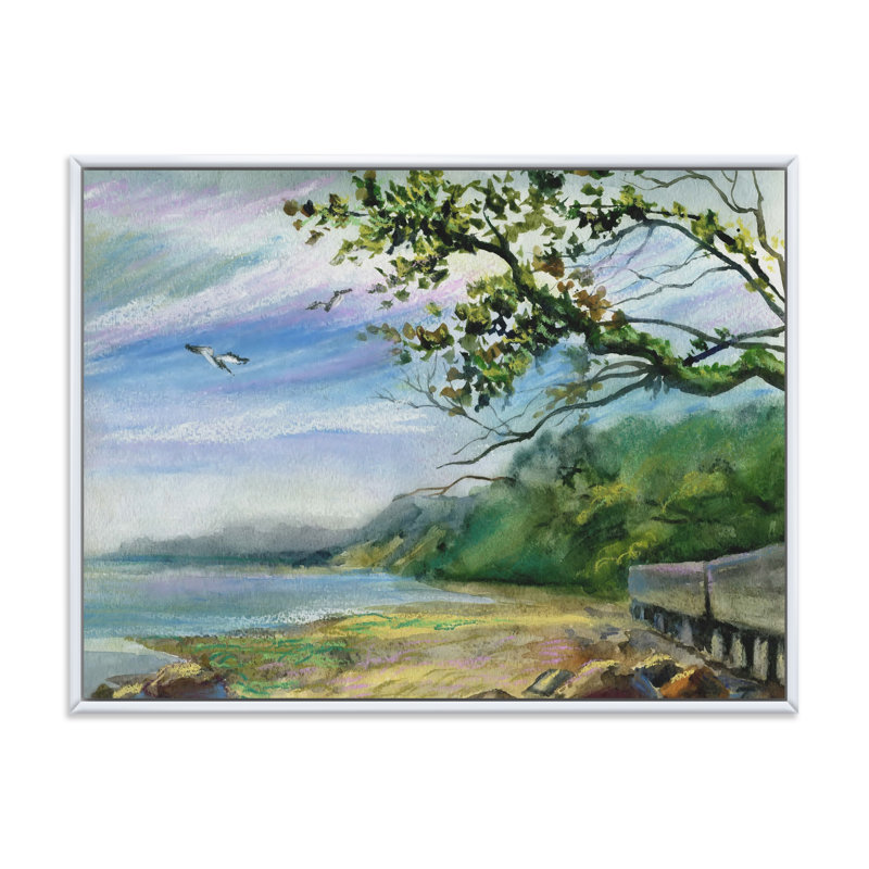 Côte de la mer Baltique - Peinture sur toile, H 24 po x l 32 po x P 1 po, Toile blanche encadrée