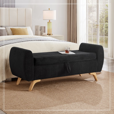 Corduroy Upholstered Bench with flip top storage