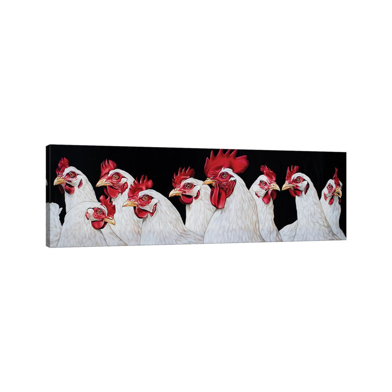 Coq et Harem - Reproduction d'art graphique panoramique sur toile, Toile tendue, H 16 po x l 48 po x 1,5 po