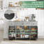 Buffet de 55 po avec rangement, armoire de cuisine minimaliste avec 3 tiroirs et 4 portes, console de style buffet avec tablette réglable pour la cuisine-331574705