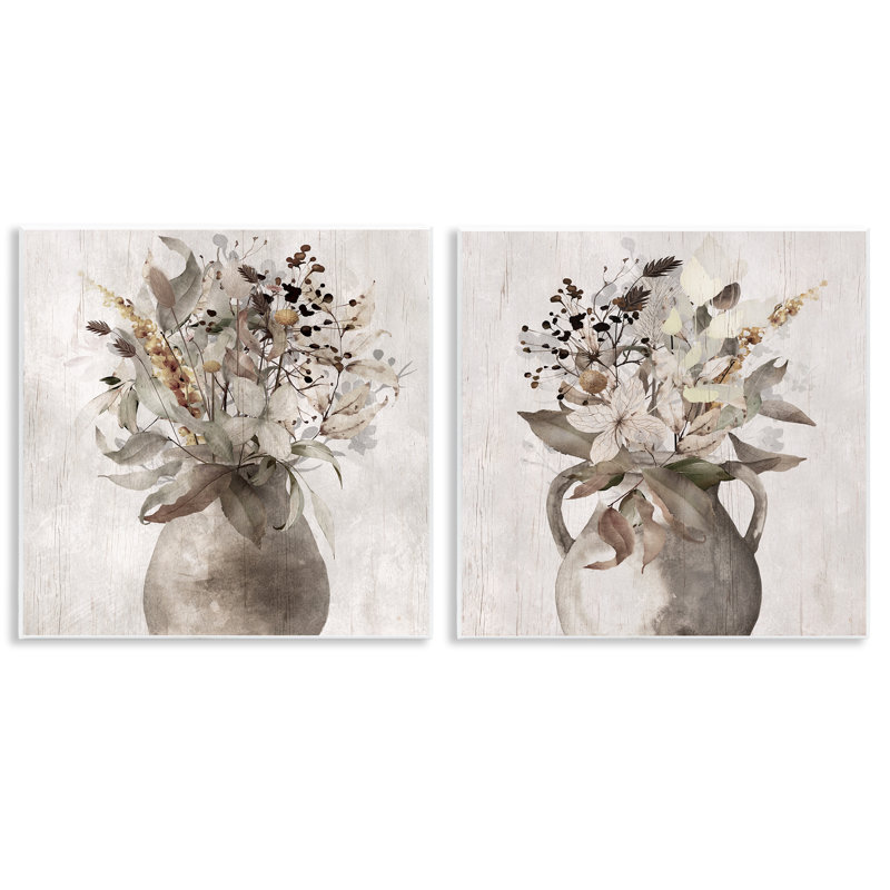 Ensemble de 2 plaques murales Rustic Southern Charm Bouquet, design par Val Rhodes