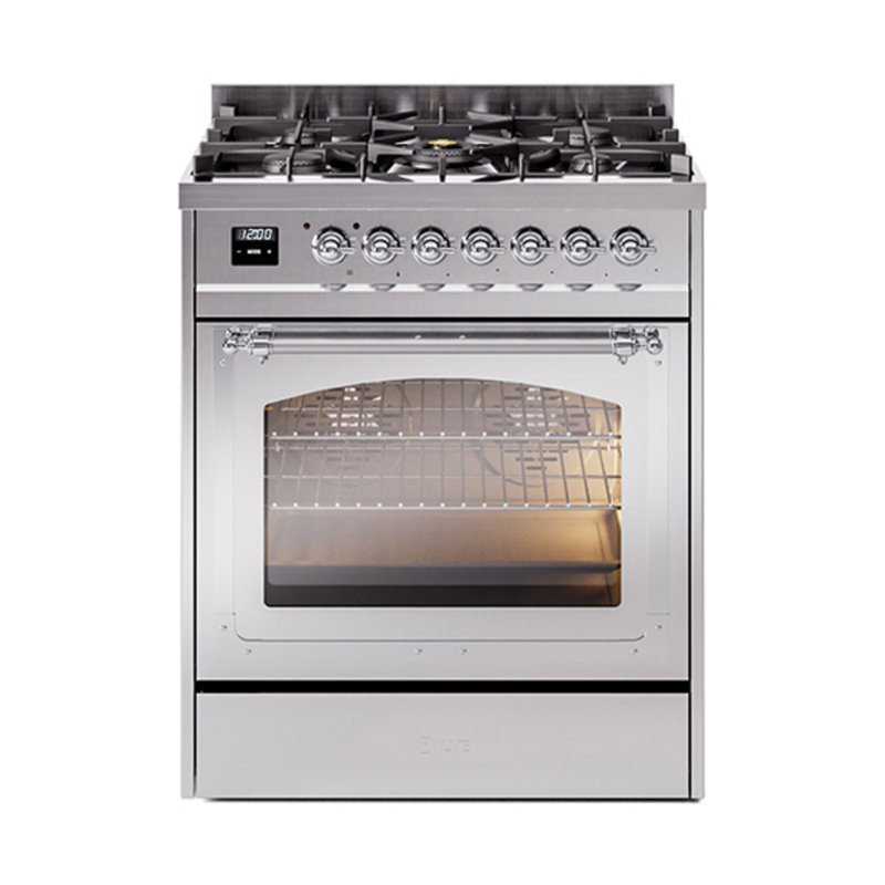 ILVE Nostalgie II Noblesse 30 po à double carburant, Acier inoxydable / chrome, Propane liquide