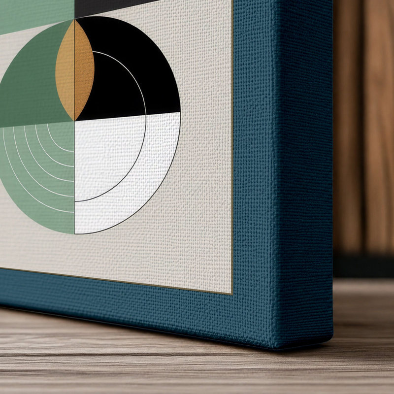 Harmony Grid Geometric - Wrapped Canvas, 30x20 - 76.2 x 50.8 cm, Teal Border