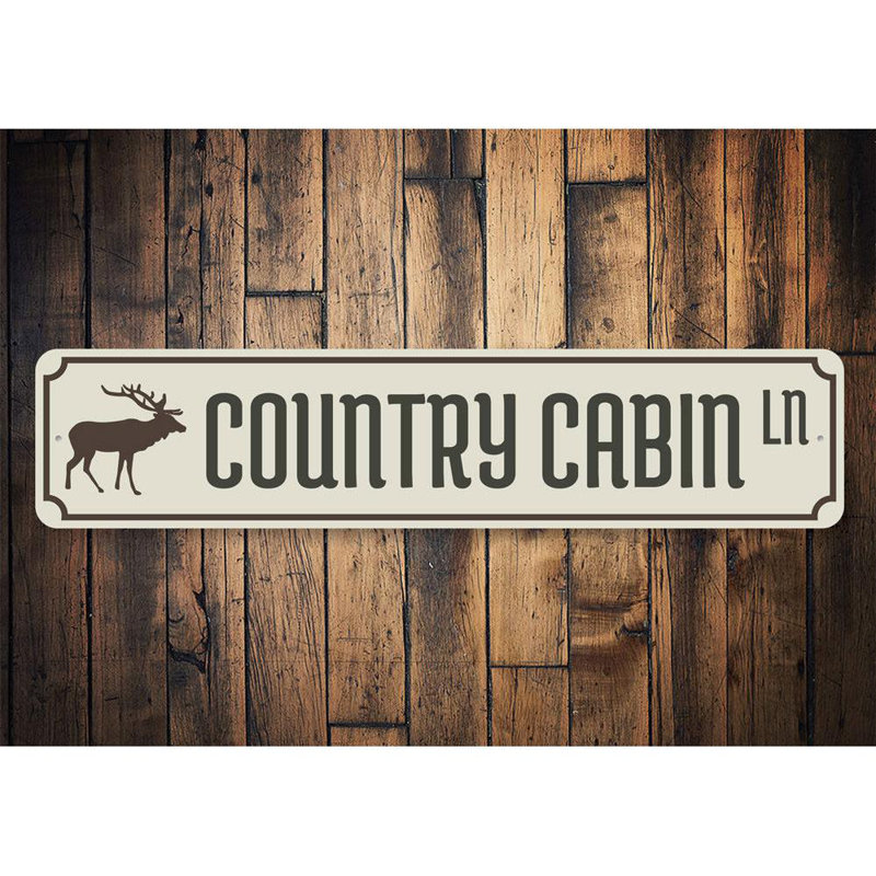 Enseigne en aluminium Country Cabin Lane, H 6 po x l 24 po x P 0,063 po