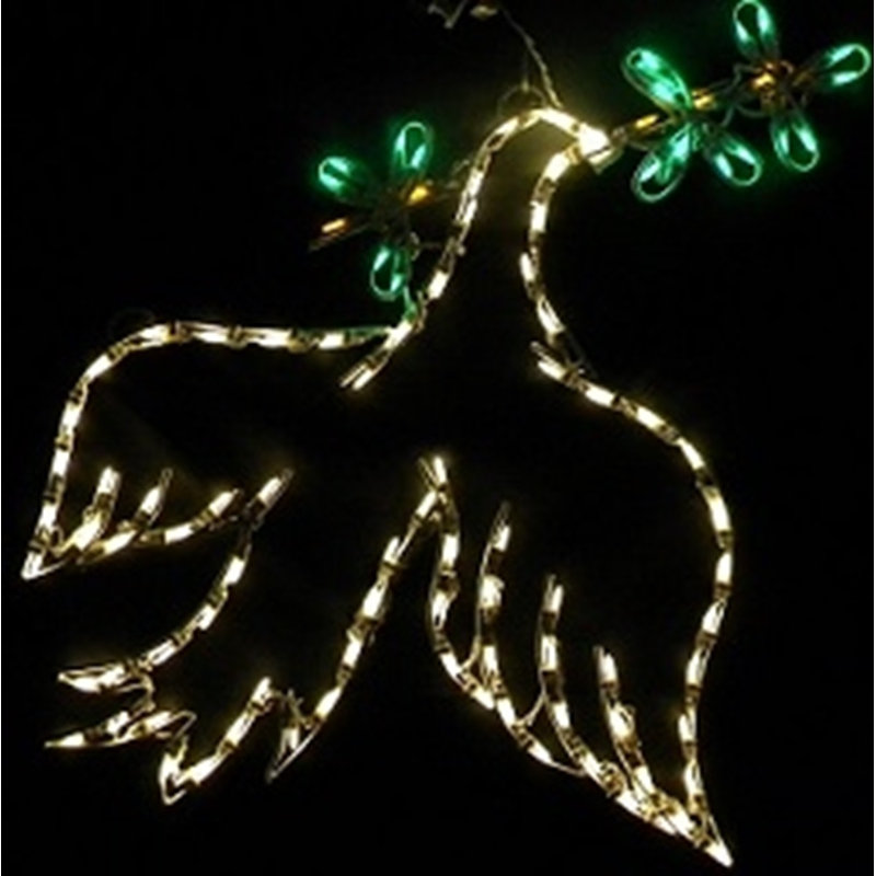 Figurine lumineuse colombe avec branche d'olivier
