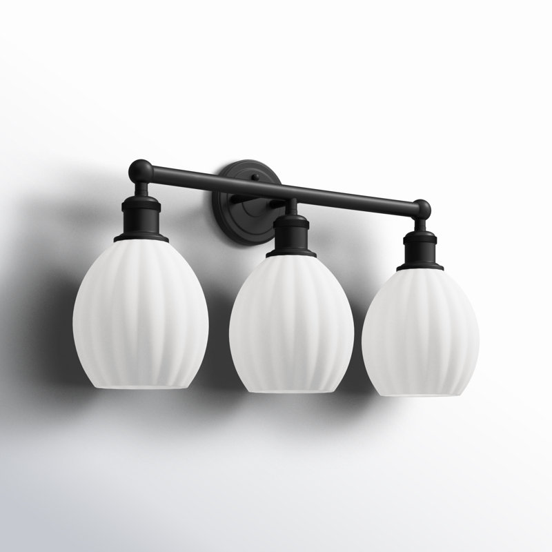 Éclairage pour salle de bain 3 lumières à intensité variable en métal l 23,5 po Bolduc, Noir mat, Blanc mat