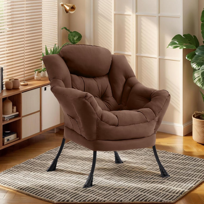 Fauteuil paresseux et rembourré Abramson, Brun foncé - coton simple, Non