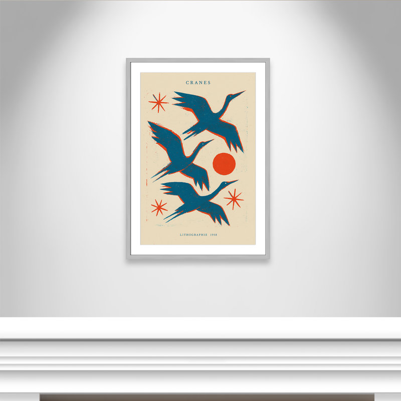 «Cranes» par Treechild, 25.5'' W x 35.5'' H, Matted Print, Matte Silver