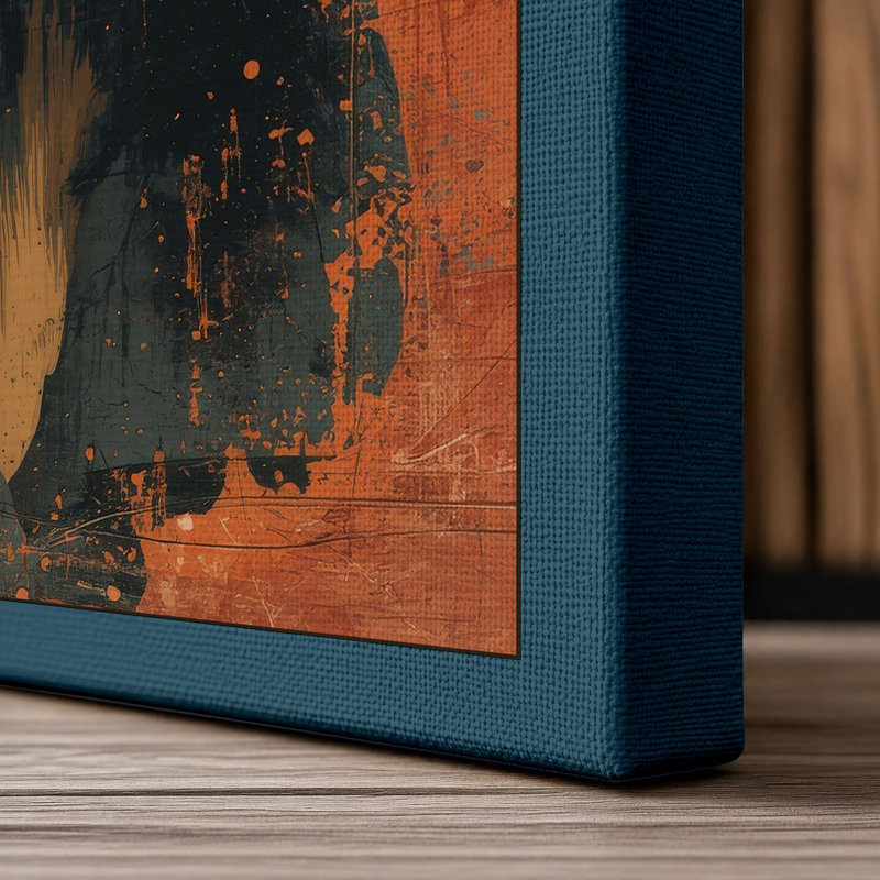Panda Portrait Modern - Wrapped Canvas, 36x24 - 91.4 x 61.0 cm, Teal Border
