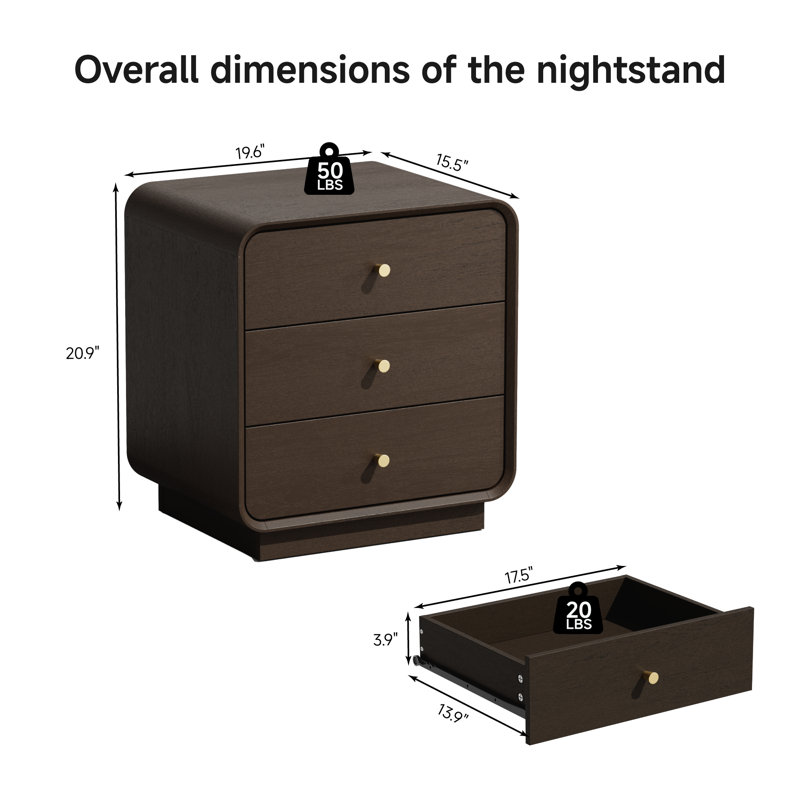 Ensemble de chambre à coucher, Brown, 4 Pcs: 2 Nightstands, 2 Dressers