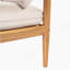 Canapé d'extérieur en bois d'acacia Terassi 3 places avec finition en teck clair et coussins beiges pour une assise durable et élégante.