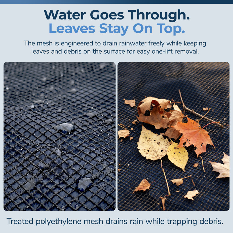 Blue Wave Arctic Armor 21-ft x 41-ft Oval Leaf Net for Above Ground Pools - 3-ft Overlap, Reinforced Grommets, Vinyl-Coated Cable, Metal Winch, Complete Hardware Kit and 4-Year Support