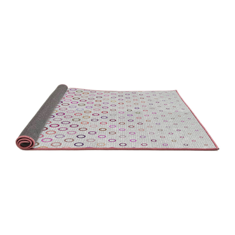 Tapis gris / rose à pois, Carré 8 pi