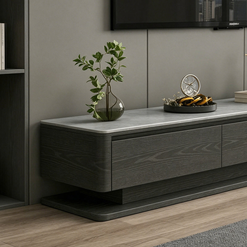 Meuble télé avec 3 tiroirs Modern, Gris