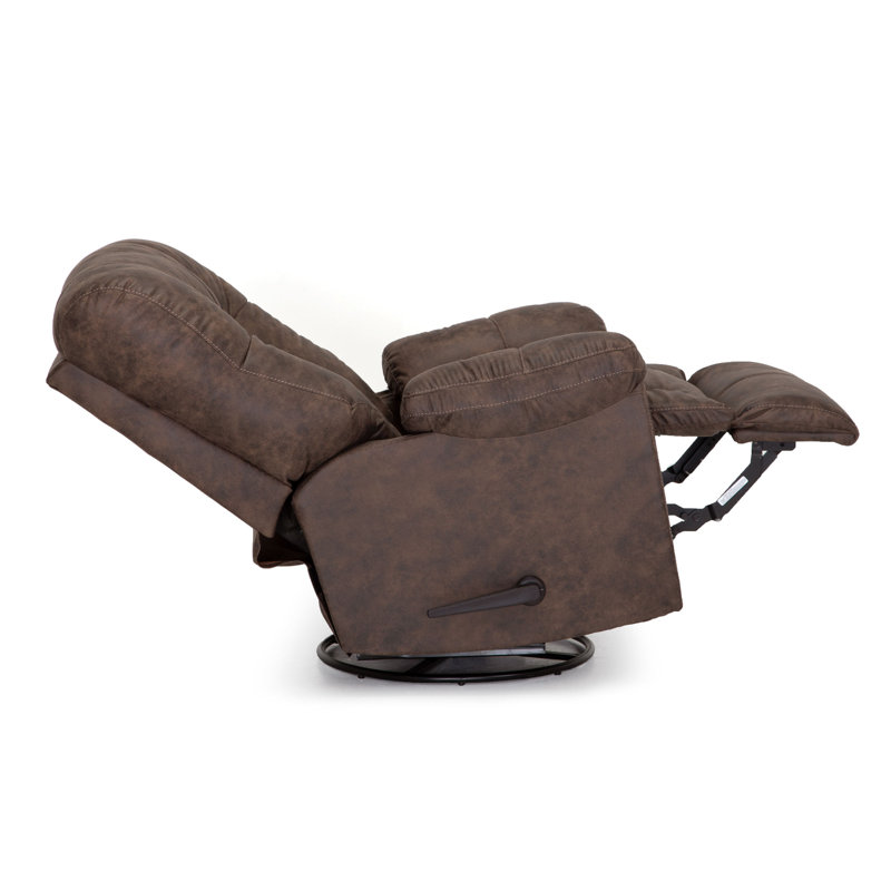 Jerrin Upholstered Swivel Recliner, Brown