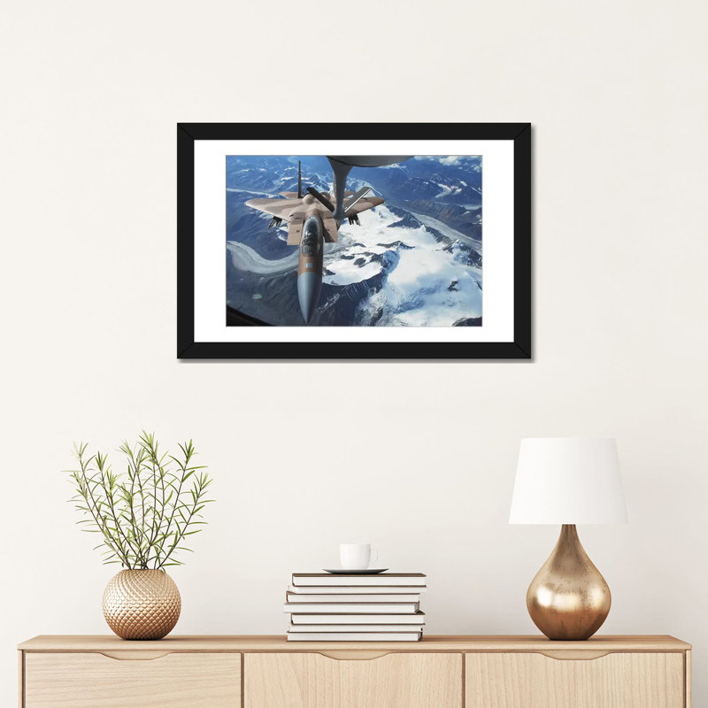 An F-15C Eagle Aircraft Sits Behind A KC-135R Stratotanker by Stocktrek Images - Wrapped Canvas Photograph, White
