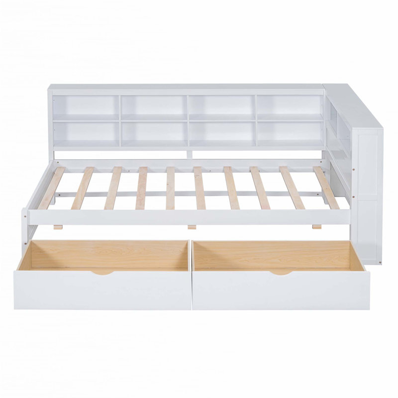 DayBed with Storage Shelf and USB Charging Ports, Twin, White