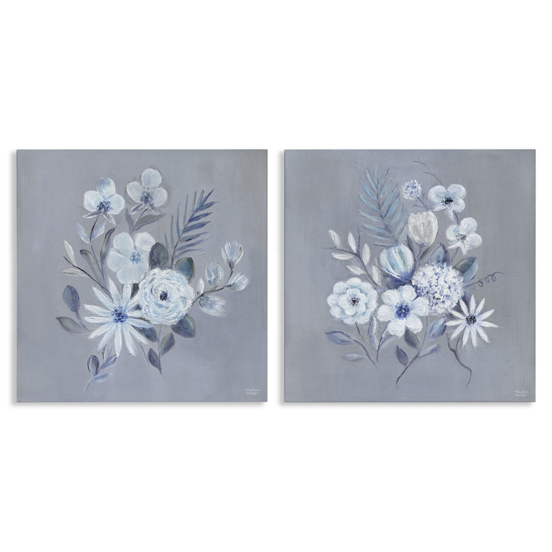 Ensemble de toile délicate à motif de grappes de fleurs, par Marilyn Dunlap, H 24 po x l 24 po