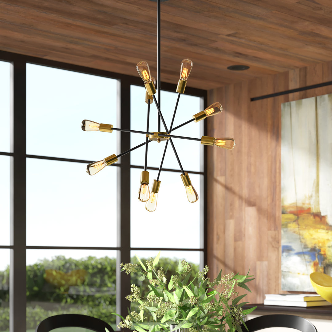Andreaz 10 - Light Unique / Statement Modern Adjustable Black Dimmable Linear Chandelier Wade Logan®