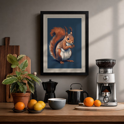 Poised Squirrel Rustic - Framed Print