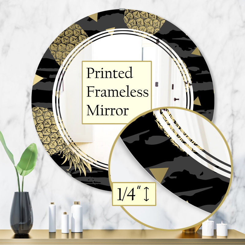 Miroir mural sans cadre à l’ananas triple c, 31,5 po x 23,7 po, Motif 1950