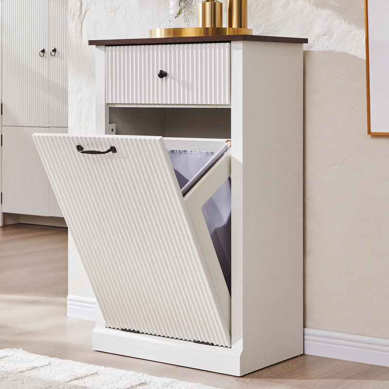 Tilt Out Laundry Hamper Cabinet, White