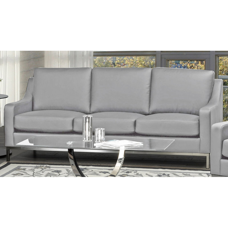 Kase Upholstered 79'' Sofa, Slate Genuine Leather