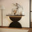 Semi-circles Console Table With Led Light And 3d Hammer-shaped Texture