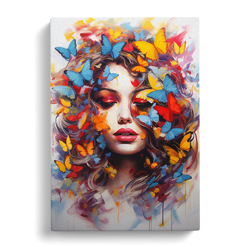 Butterfly Action Painting - Wrapped Canvas, 60cm H x 40cm W x 3cm D