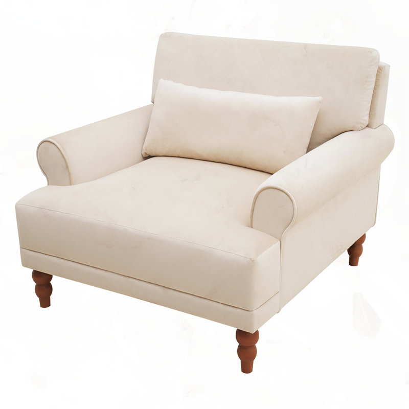Chaise de grande taille avec accoudoirs circulaires élégants, Beige