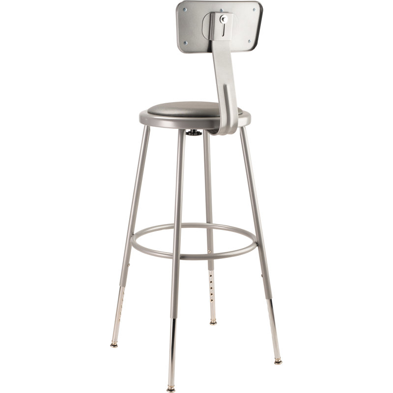 Gray Adjustable Height Metal Laboratory Counter Stool