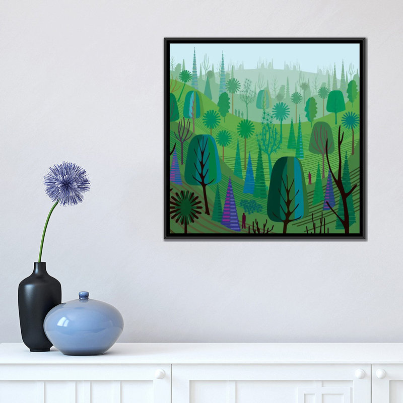 « elysian park », reproduction d’impression sur toile, H 18 po x l 18 po x P 1,5 po, Toile encadrée noire, Pas de tapis