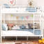 Lit superposé au-dessus d'un lit double blanc - conception moderne, structure en fer, peu encombrant, construction contemporaine, support robuste, sécuritaire pour tous les utilisateurs-467986830-467986828
