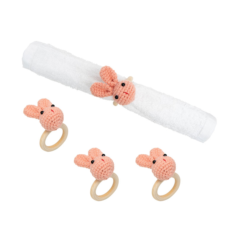 Rond de serviette rose tricoté